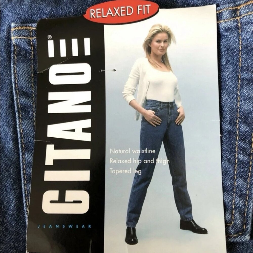 Vintage 80’s Gitano High Rise Mom Jeans Sz 14 (30Wx32L)Blue Tapered Logo